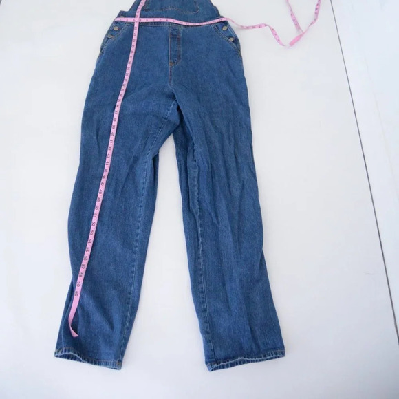 Vintage 80's Long Elegant Legs Blue Denim  Overalls L - Picture 3 of 12